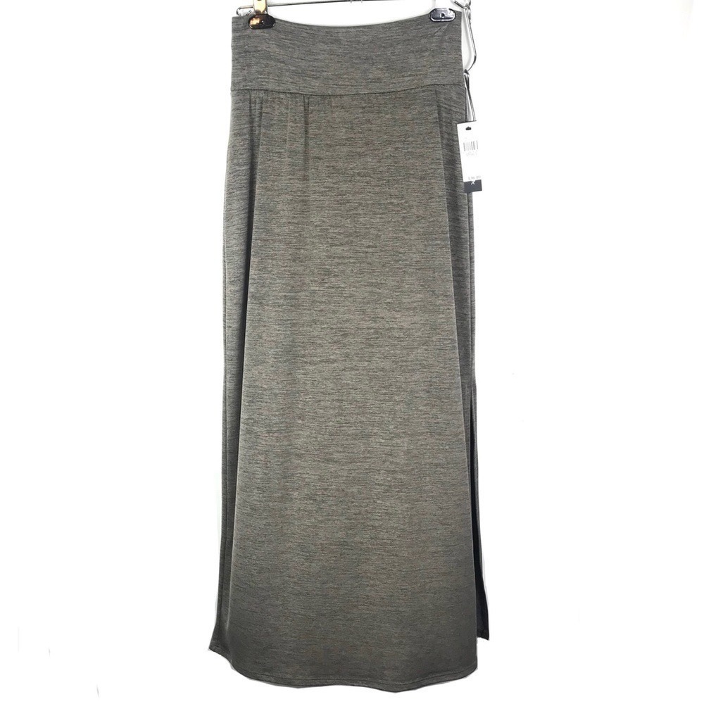 Women Maxi Skirt Green Side Slit Jersey Knit Skirt‎ Size Small